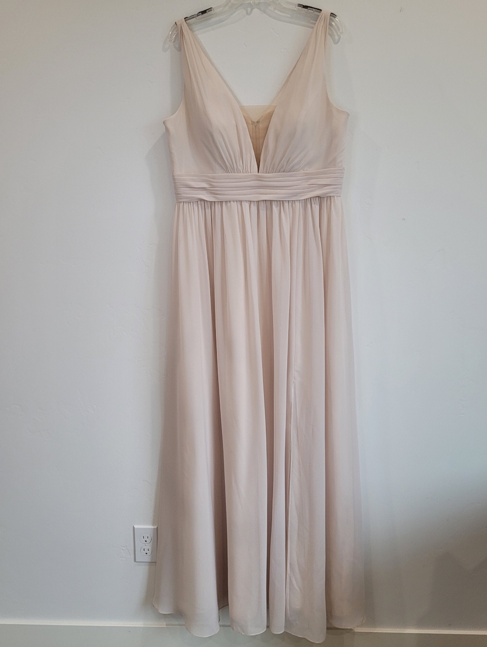 Elegant V-Neck Nude Evening Or Wedding Dress